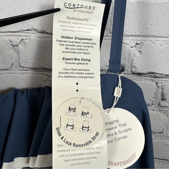 Coco Reef Contours Ruffle Patented Shapemaker® Bandeau One Piece Swimsuit 14/38C - Picture 4 of 8